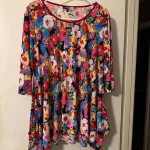 INSIDE OUT Red Floral Tunic 1X
